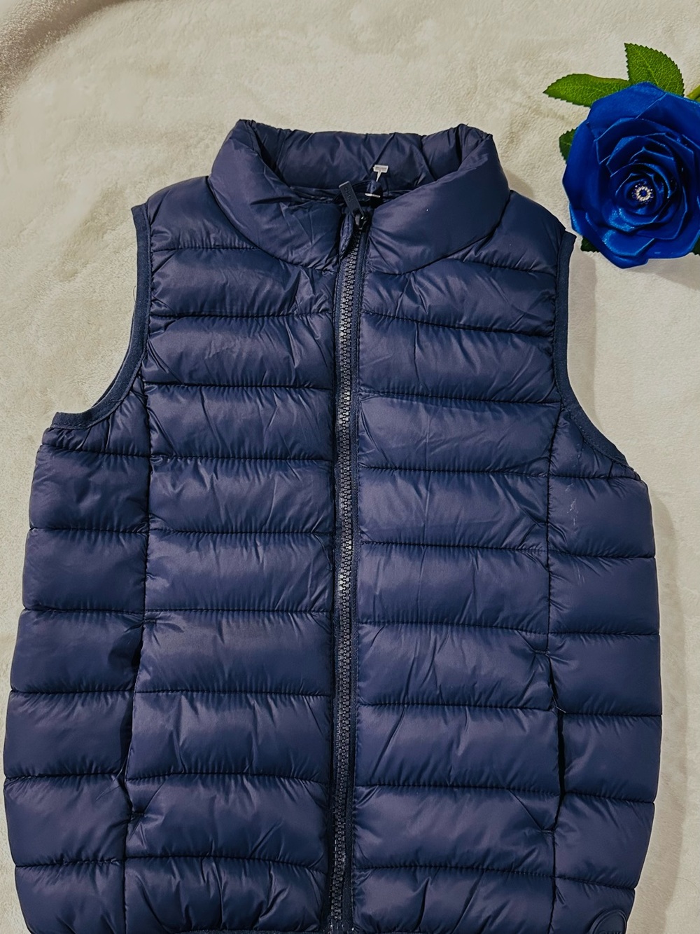 Children's Navy Quilted Puffer Vest - Zipper Front
